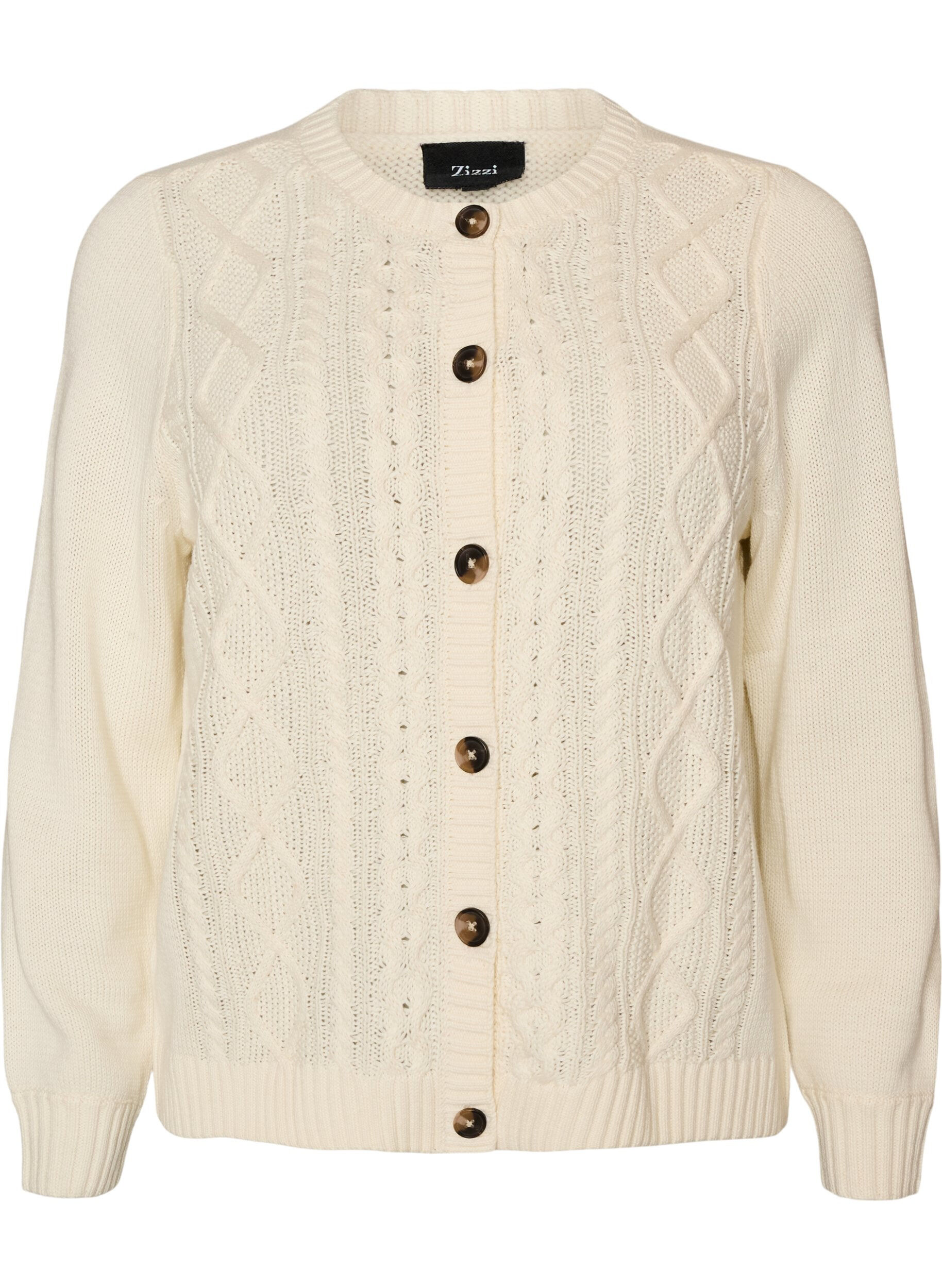 ZizziCardigan avec motif torsad&eacute;, Vanille, Packshot image number 0