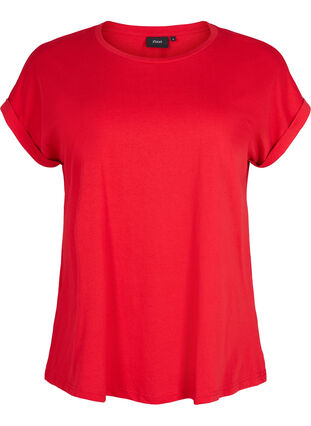 T-shirt à manches courtes en mélange de coton, Tango Red, Packshot image number 0