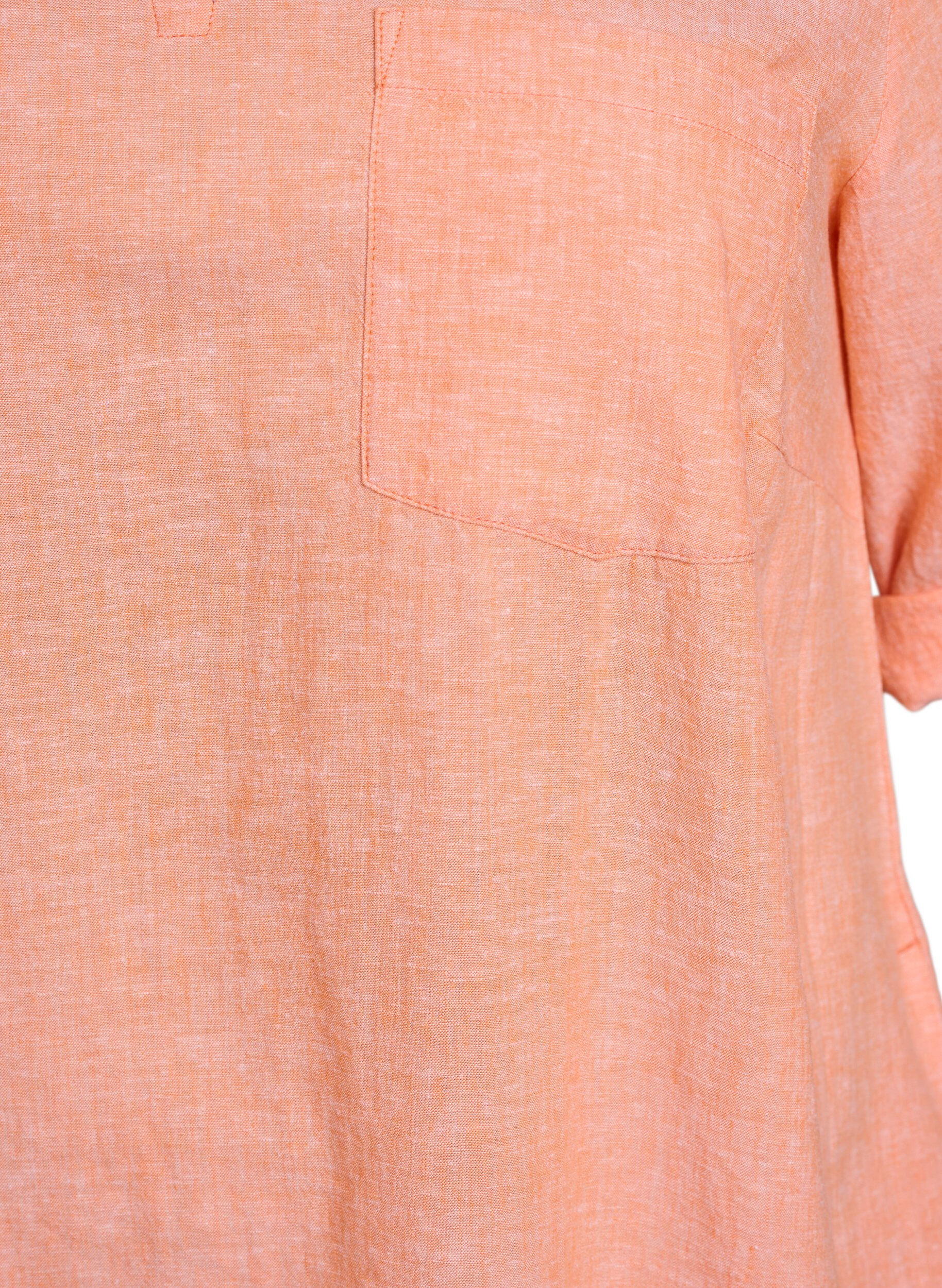 ZizziTunique coupe trap&egrave;ze en lin et viscose, Corail, Packshot image number 2