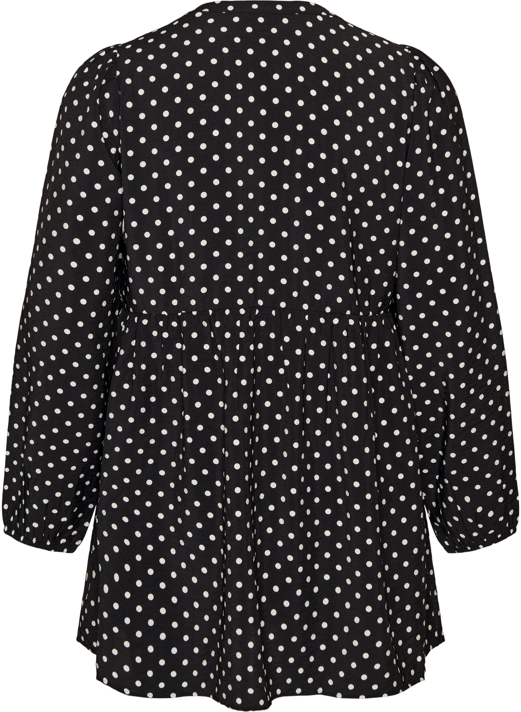 ZizziTunique &agrave; pois avec ligne empire et coupe &eacute;vas&eacute;e, Noir, Packshot image number 1