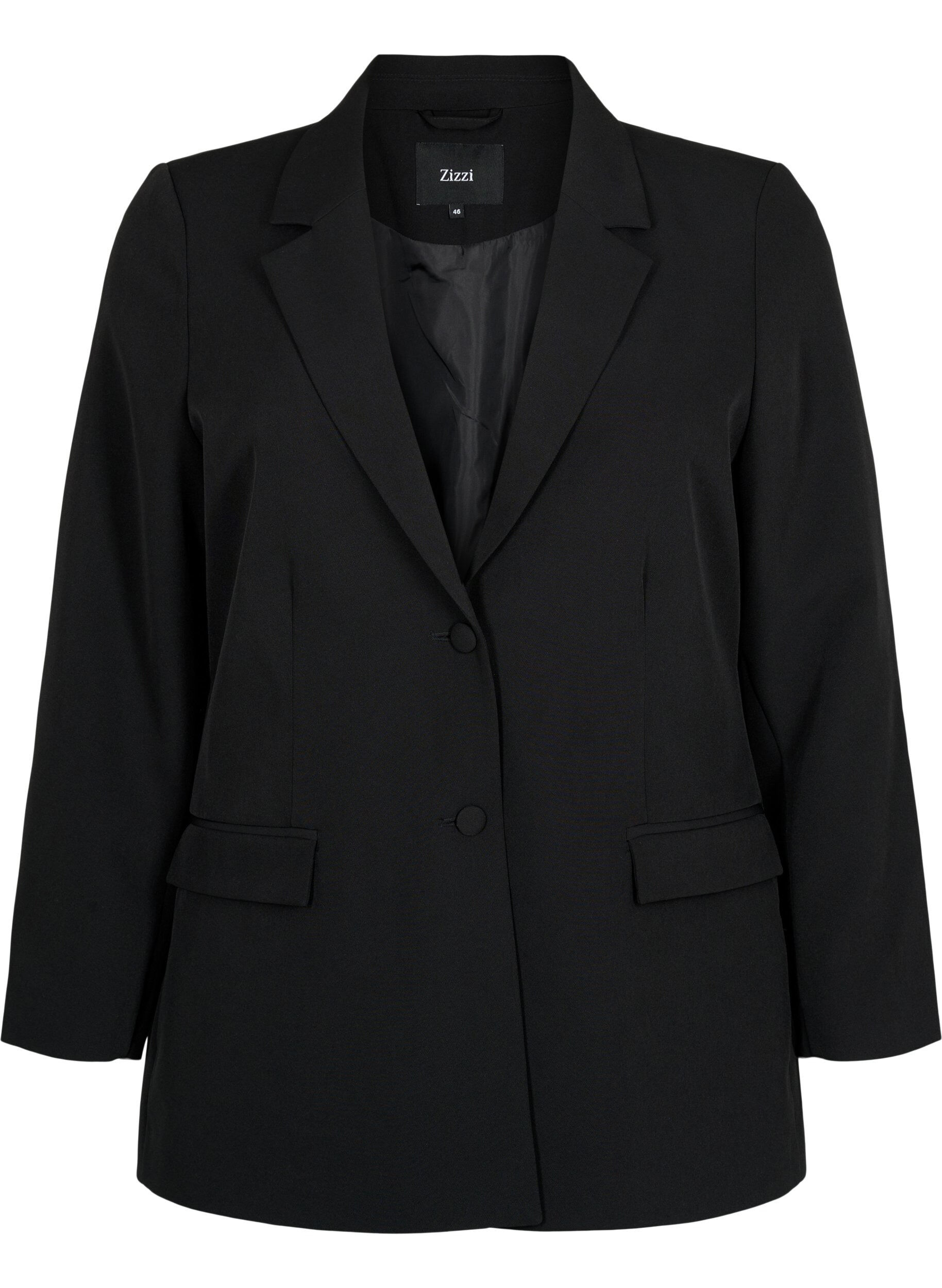 Zizzi Blazer classique avec fermeture &agrave; boutons, Black, Packshot image number 0