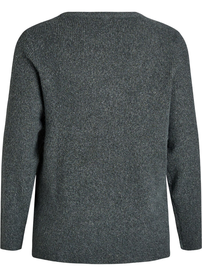 Blouse en maille chinée à col rond, Vert foncé, Packshot image number 1