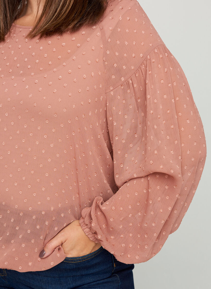 Blouse en r&eacute;sille &agrave; manches longues avec smocks, Burlwood, Model image number 2