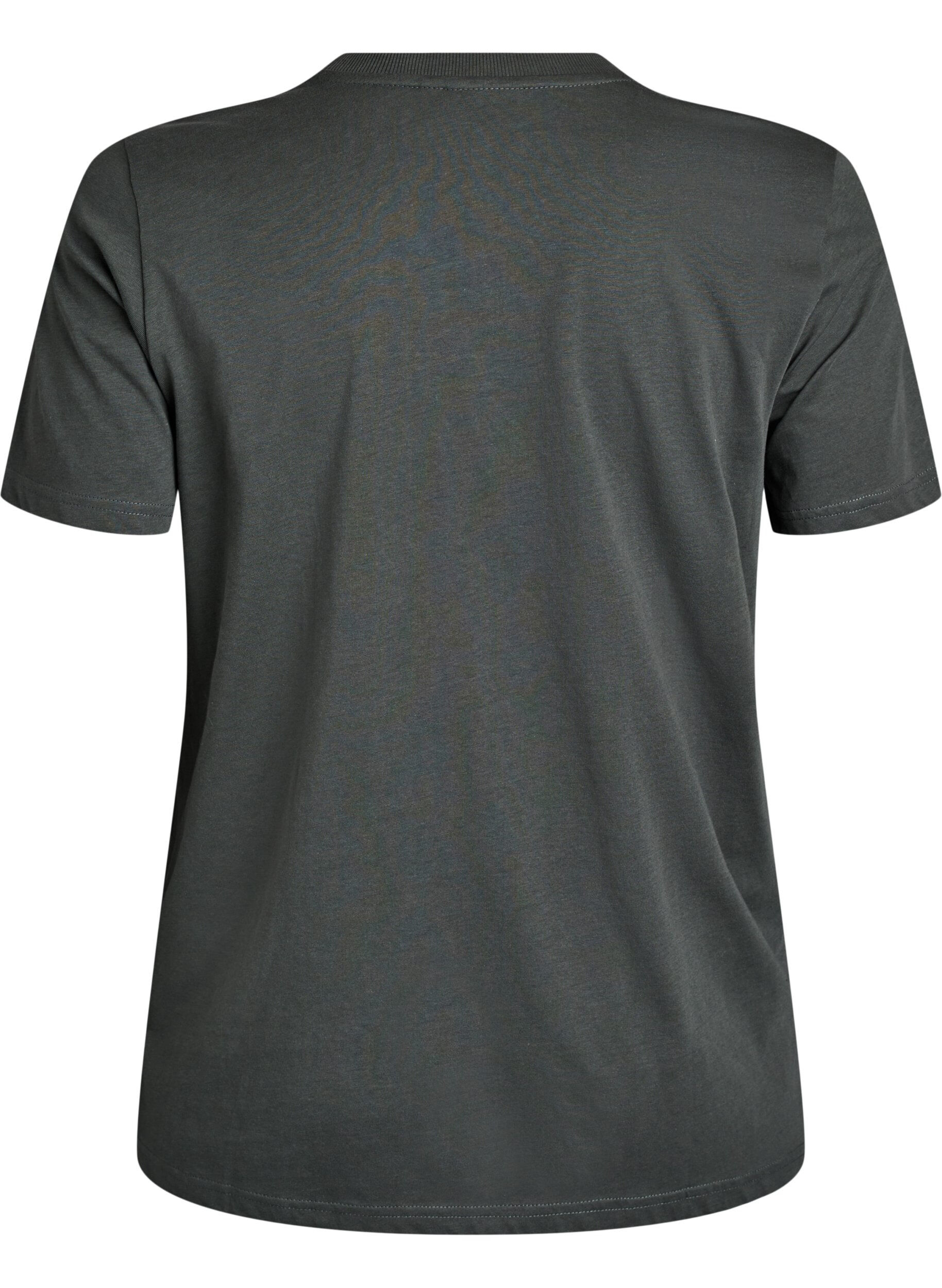 ZizziT-shirt basique en coton &agrave; col rond, Vert fonc&eacute;, Packshot image number 1