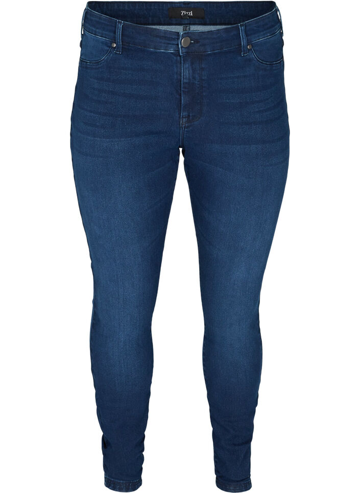 Jeggings en coton m&eacute;lang&eacute;, Dark blue denim, Packshot image number 0
