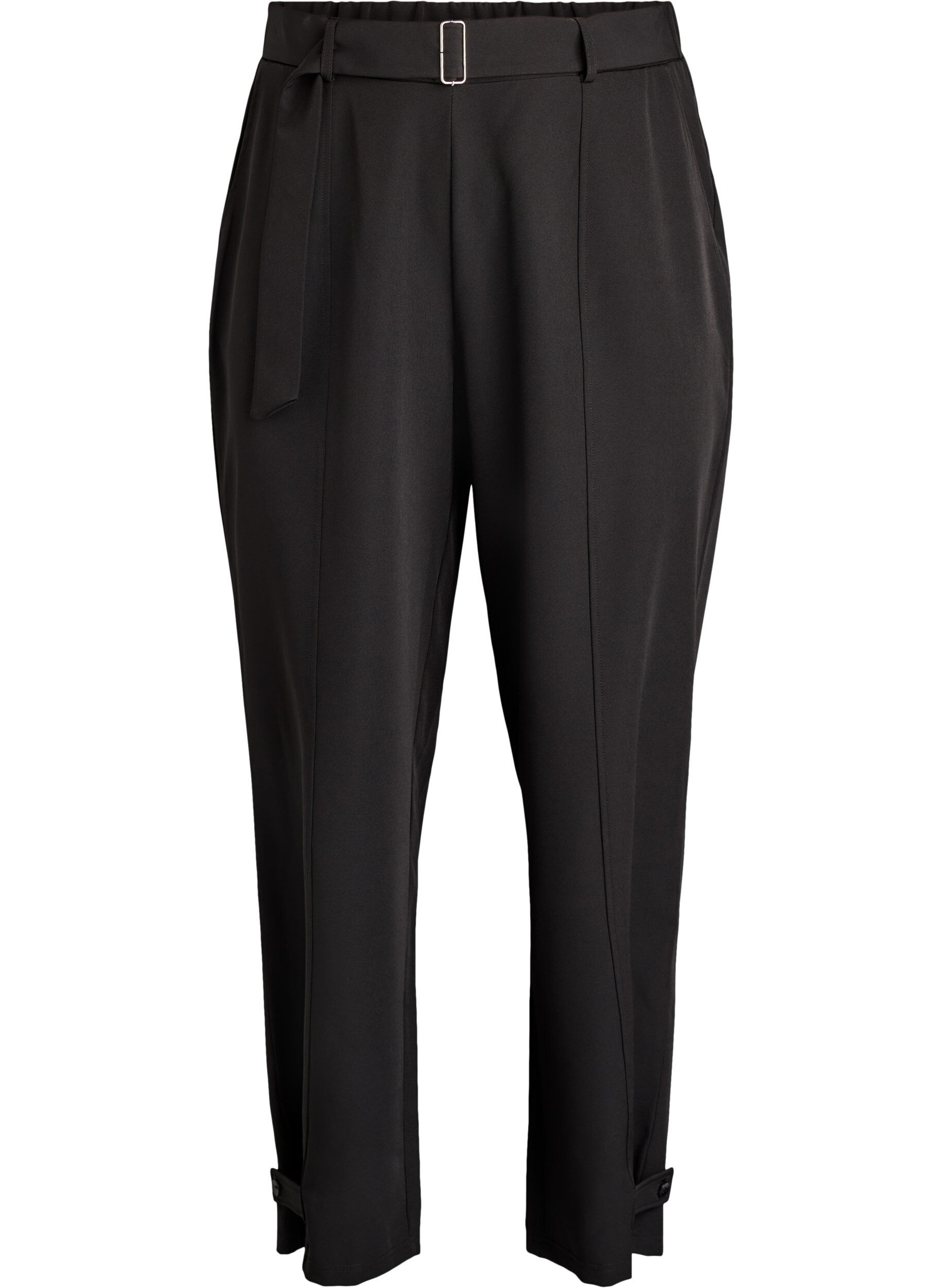 Zizzi Pantalon taille haute avec ceinture, Noir, Packshot image number 0