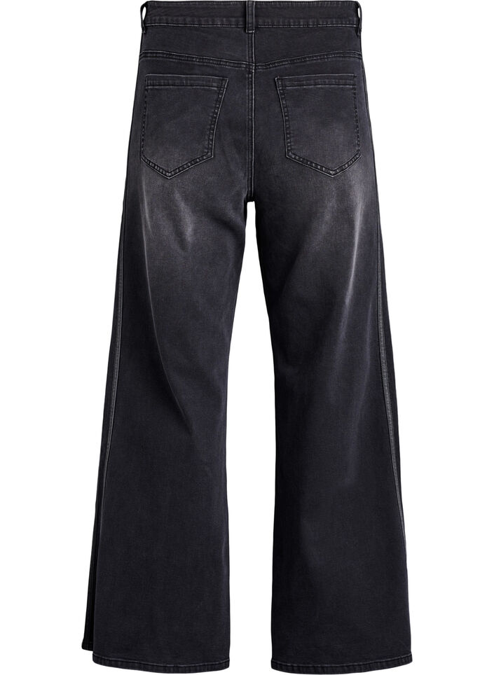 Jean coupe ample avec d&eacute;tails verticaux en denim, Gris anthracite, Packshot image number 1