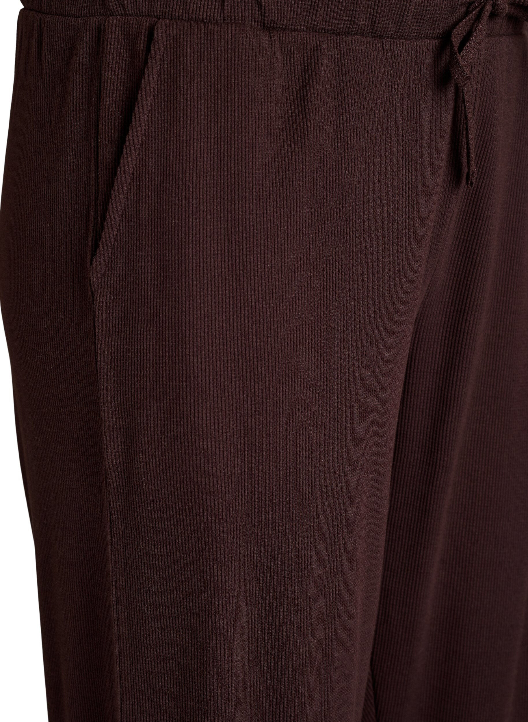 Zizzi Pantalon en jersey c&ocirc;tel&eacute; &agrave; taille haute, Marron, Packshot image number 2