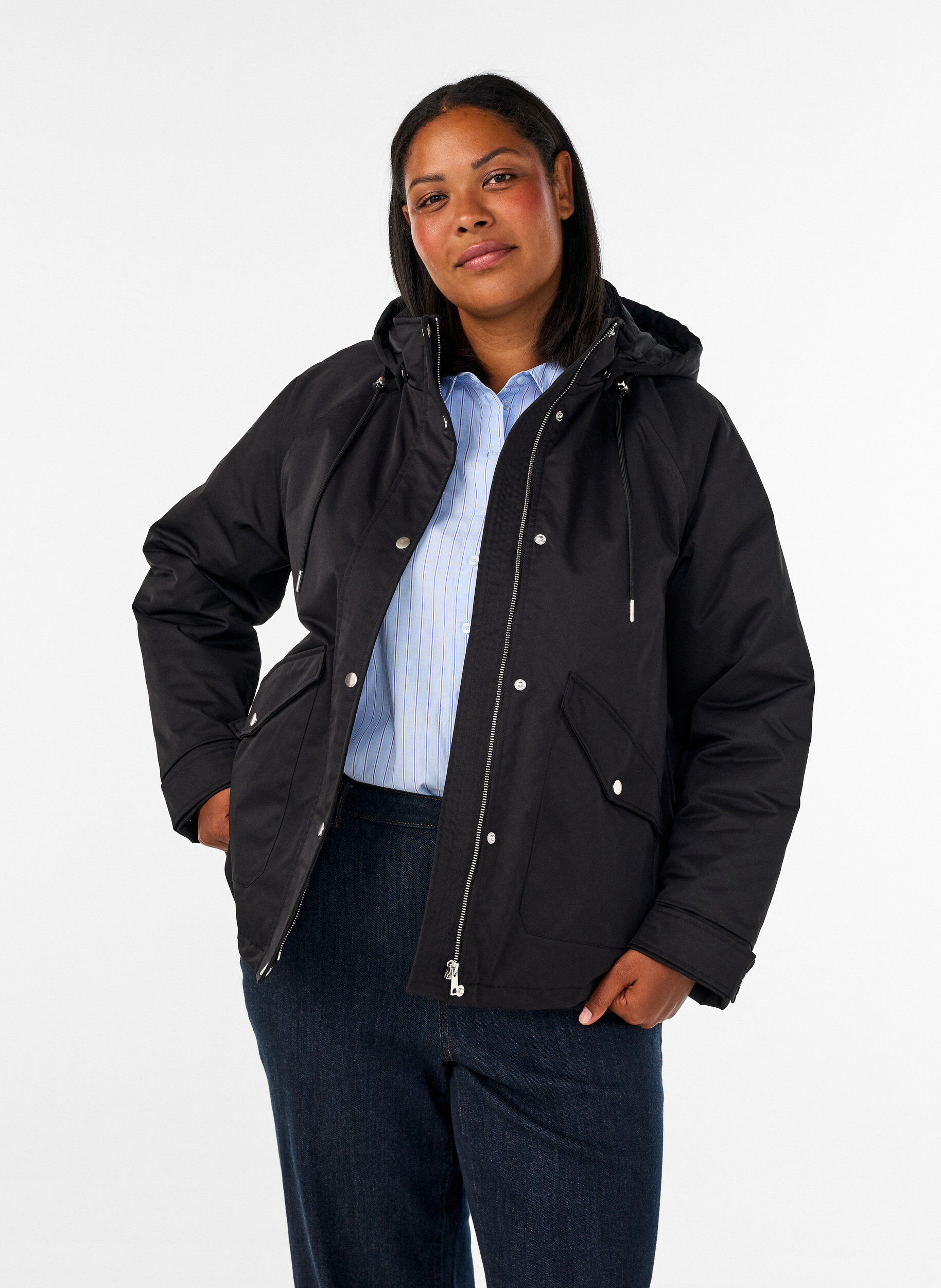 ZizziParka matelass&eacute; avec une capuche amovible, Noir, Model image number 0