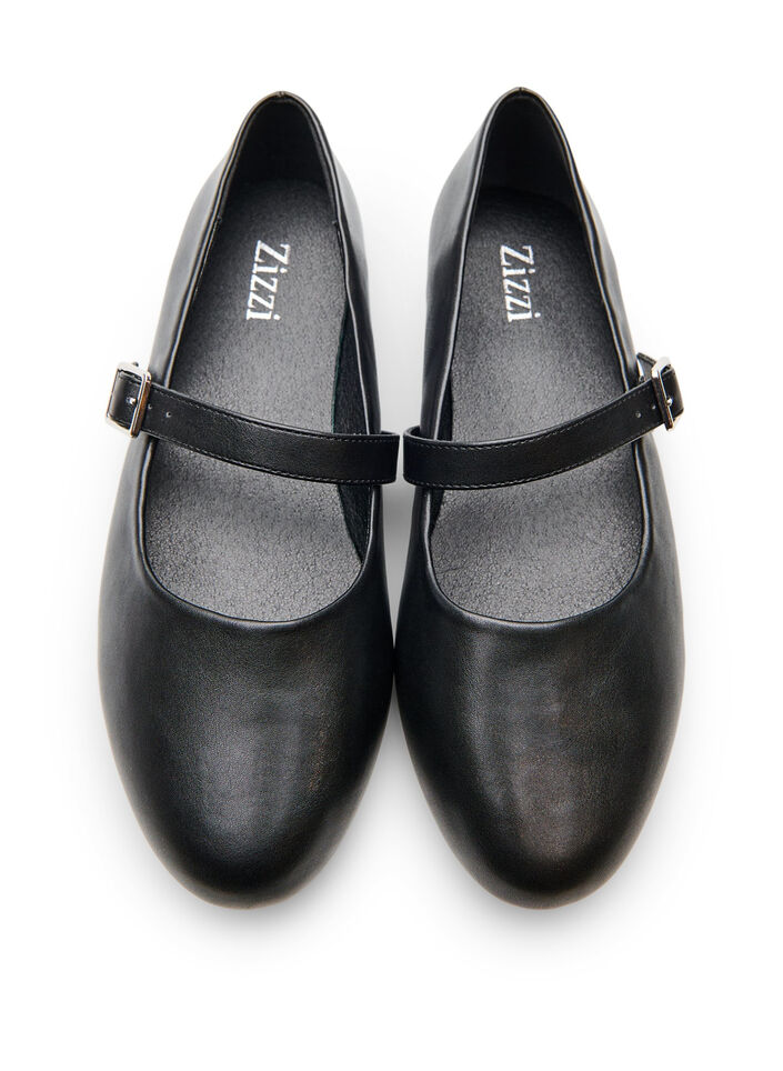 Ballerine en similicuir avec bride, Noir, Packshot