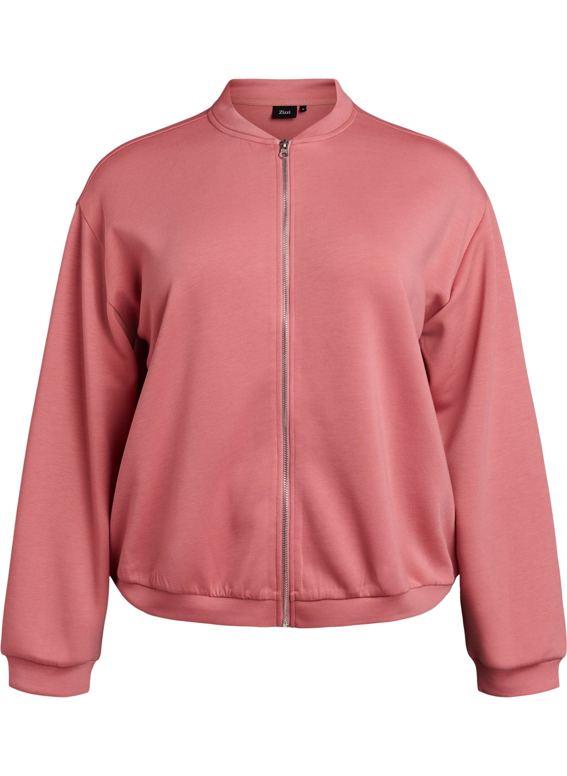 Zizzi Cardigan bomber zipp&eacute;, Rose poudr&eacute;e, Packshot image number 0