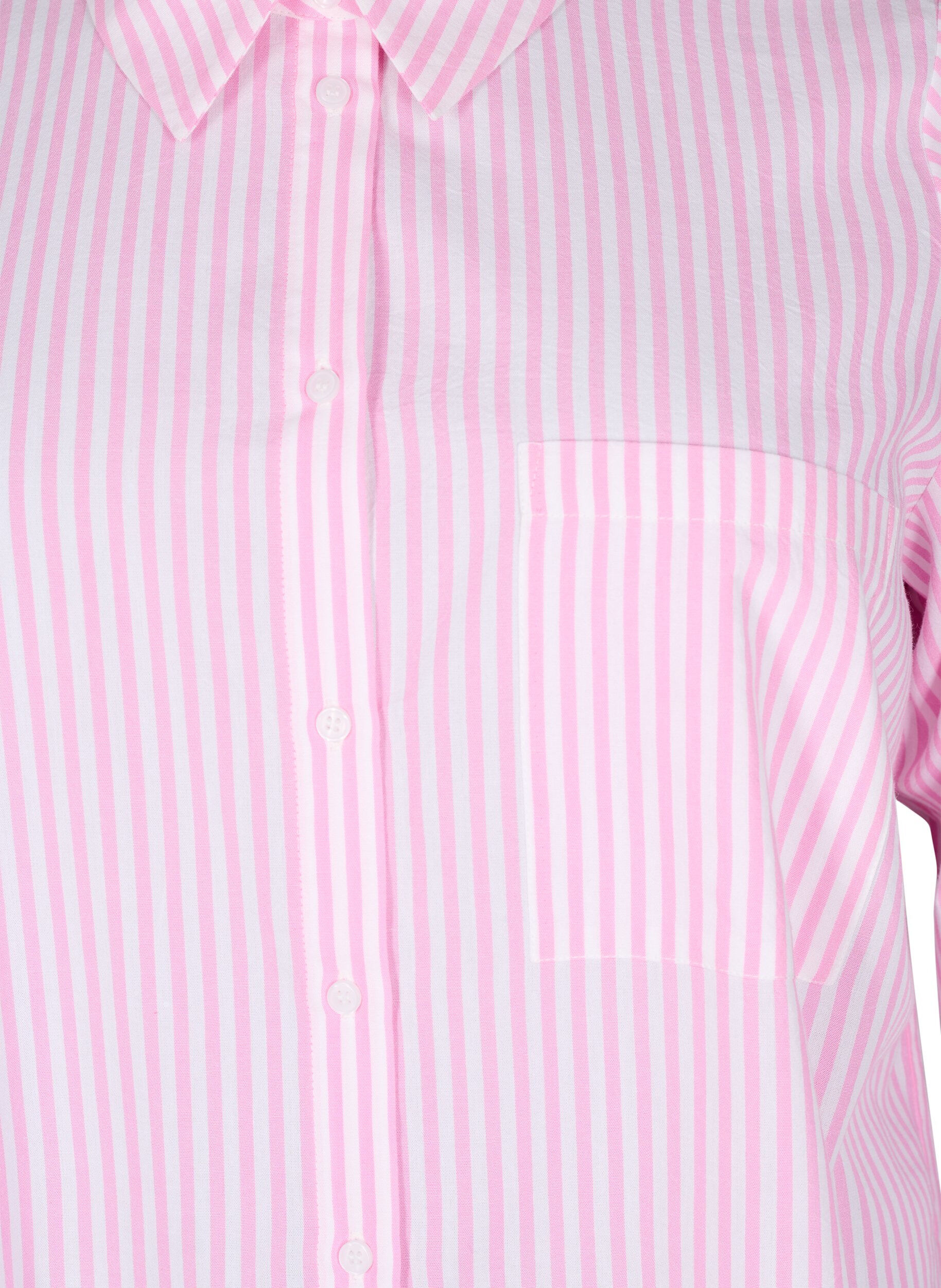 Zizzi Chemise longue &agrave; rayures avec manches 3/4, Rose, Packshot image number 2