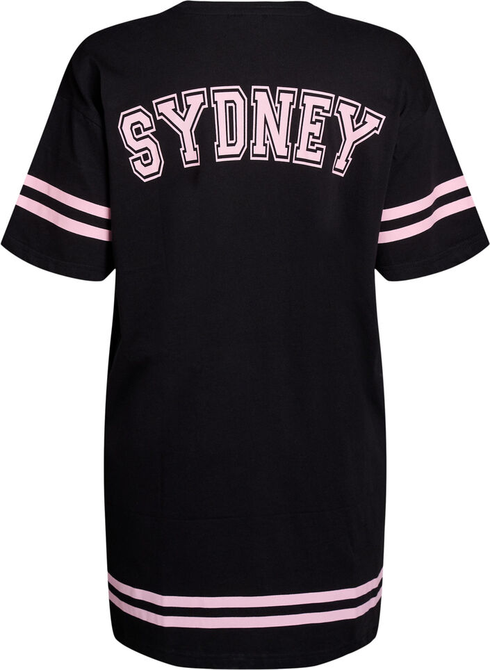 Robe T-shirt courte avec détails sport, Noir, Packshot image number 1