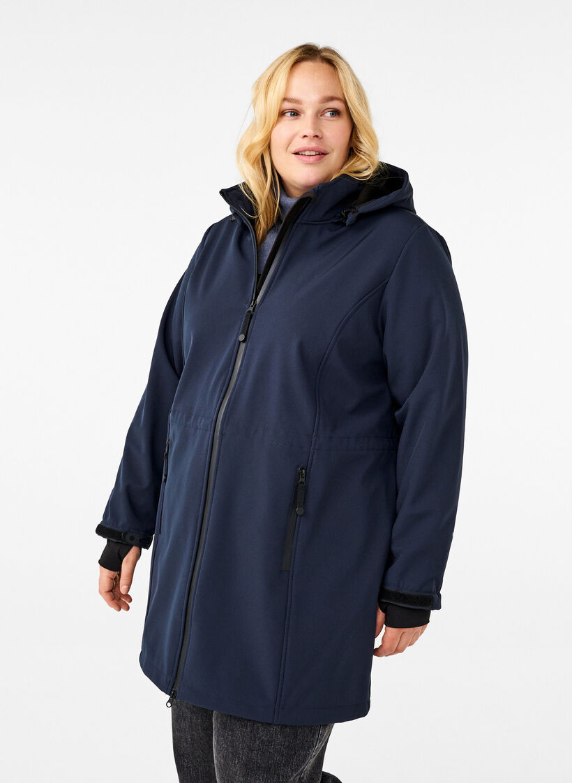 Veste softshell avec capuche amovible, Bleu, Model image number 0