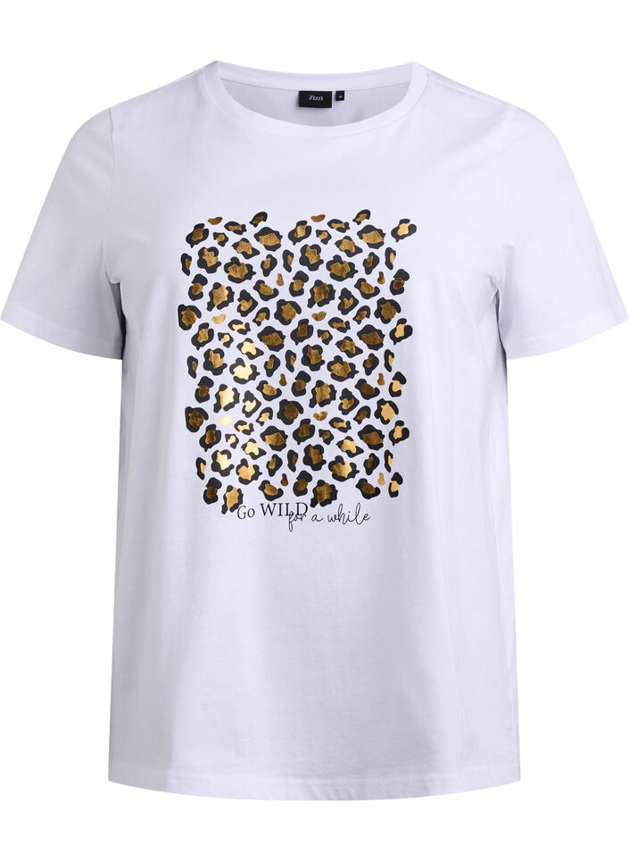 T-shirt avec imprimé léopard, Bright White w. Leo, Packshot image number 0