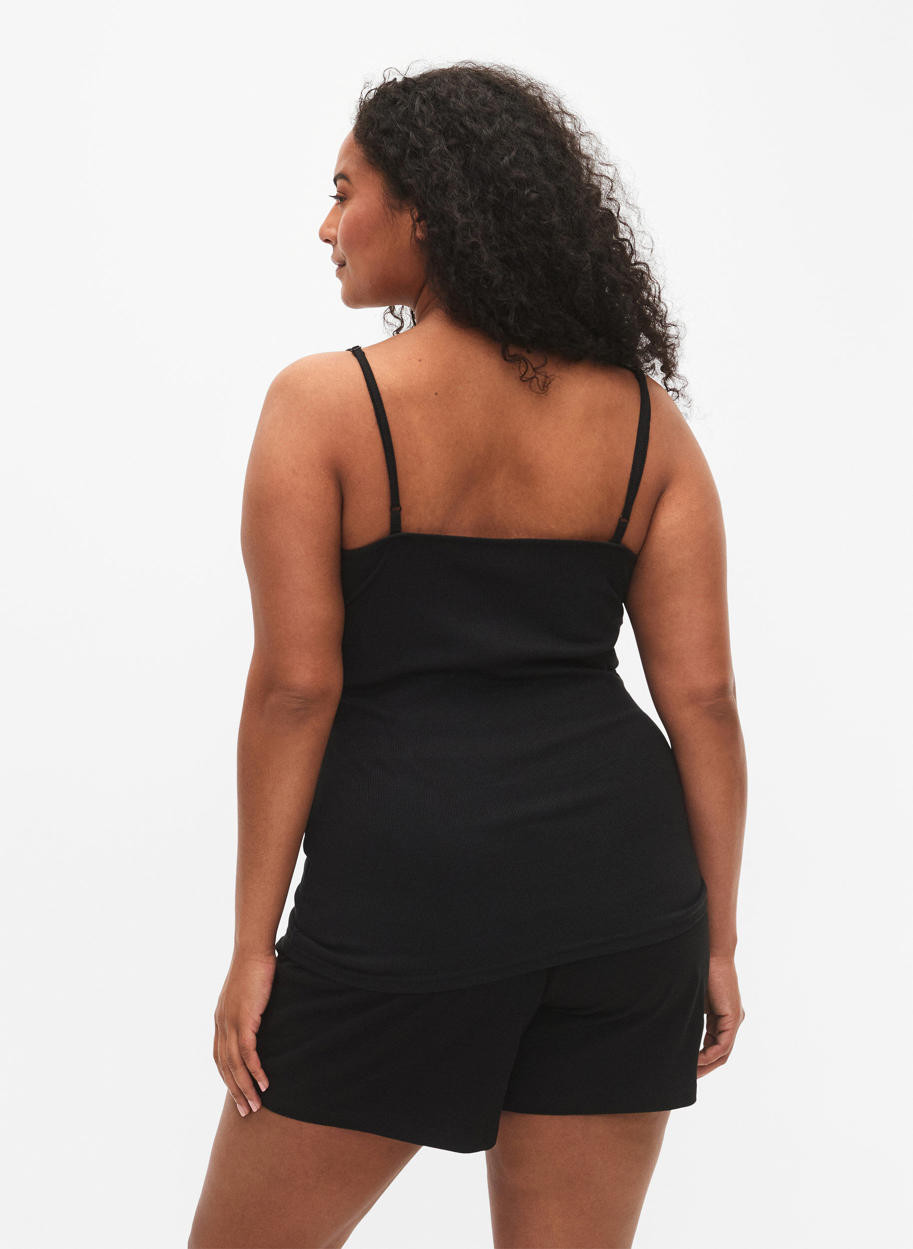 Zizzi2-pack de hauts de nuit &agrave; c&ocirc;tes, Black/Black, Model image number 1