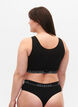 Soutien-gorge en coton &agrave; encolure en V et imprim&eacute; de texte, Noir, Model image number 2