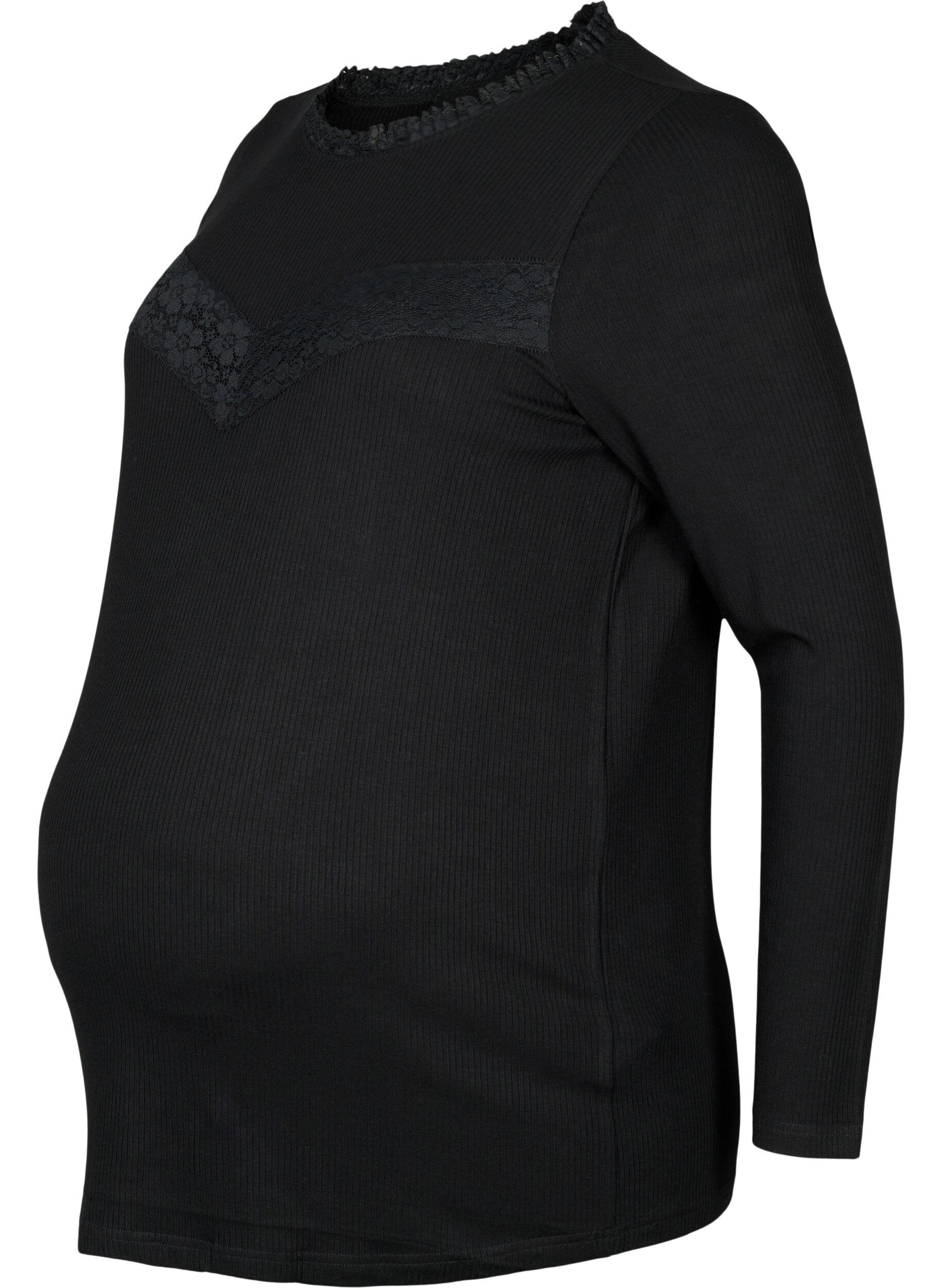 Zizzi Blouse de grossesse avec dentelle et manches longues, Noir, Packshot image number 0