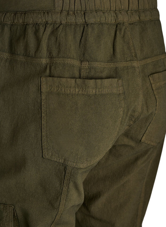 Pantalon cargo ample en coton, Vert fonc&eacute;, Packshot image number 4