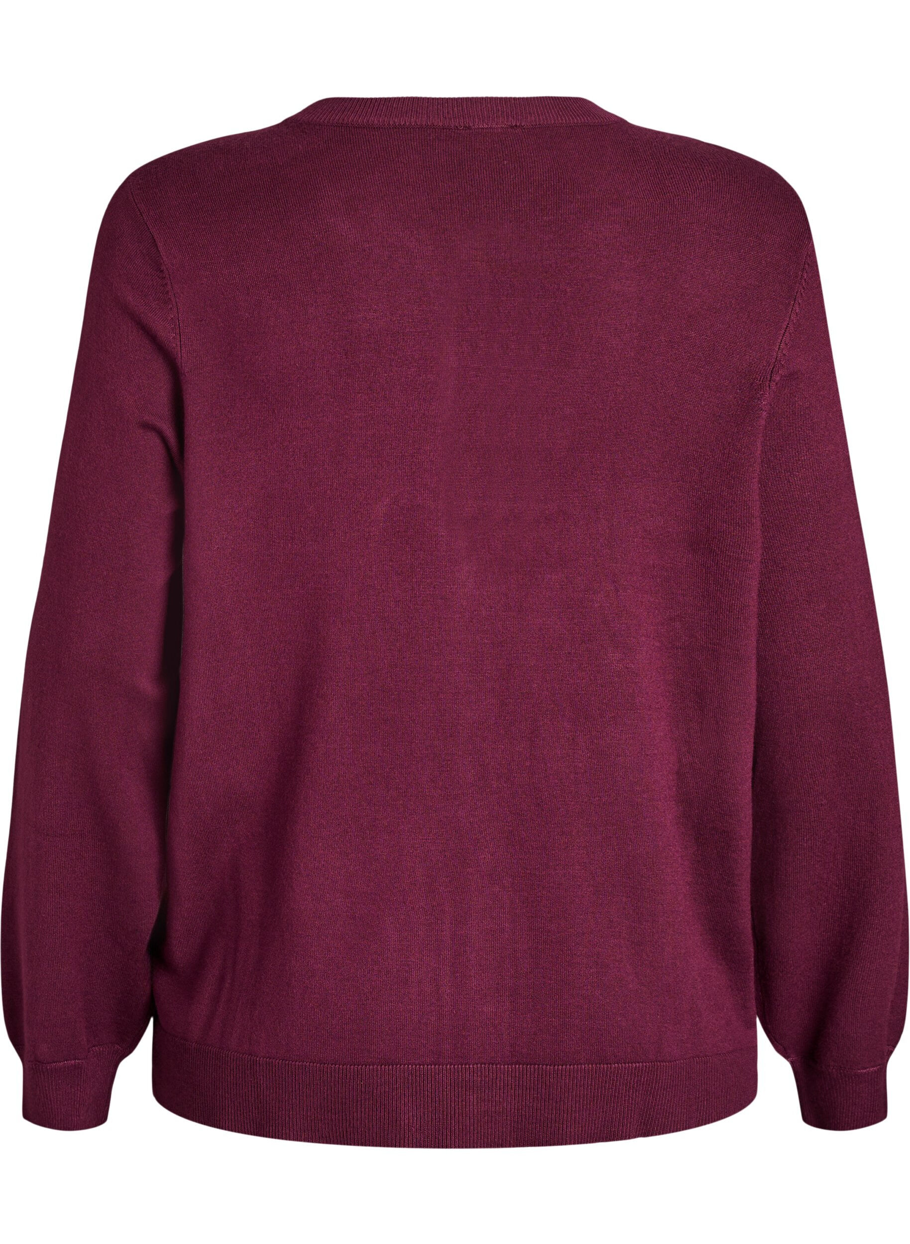 Zizzi Cardigan en maille fine avec boutons boule, Bordeaux, Packshot image number 1