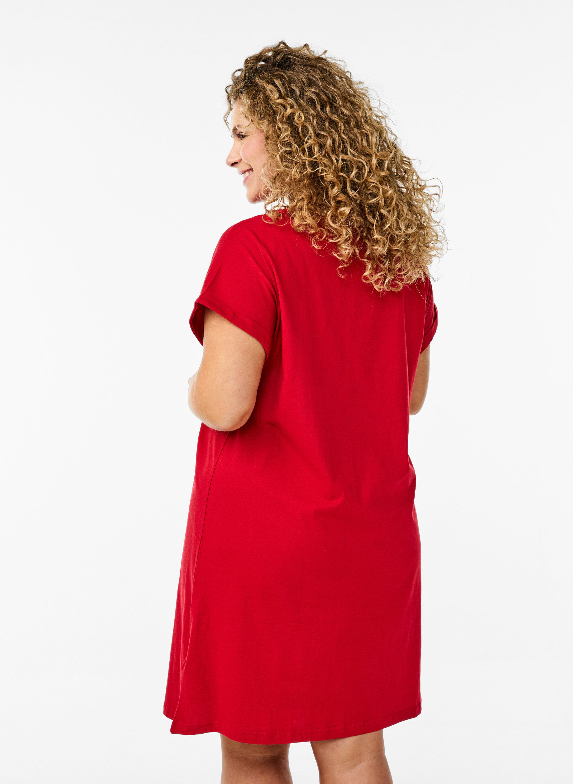 Zizzi 2-pack Robe T-shirt &agrave; manches courtes, Rouge, Model image number 2