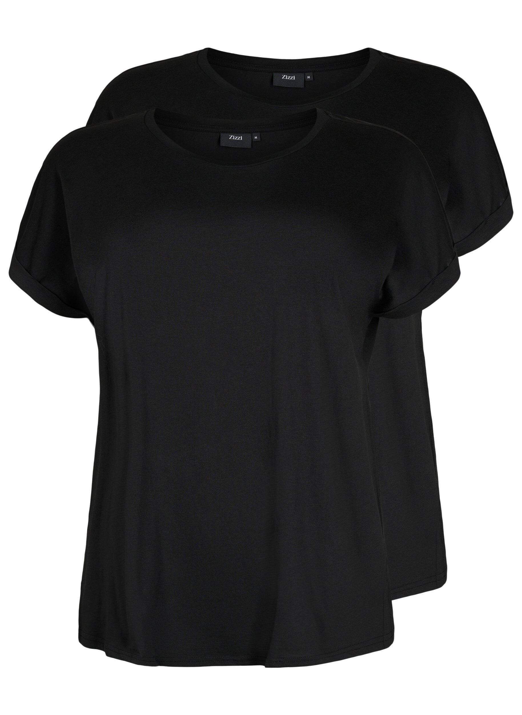 Zizzi2 packs de t-shirts &agrave; manches courtes, Noir, Packshot image number 0