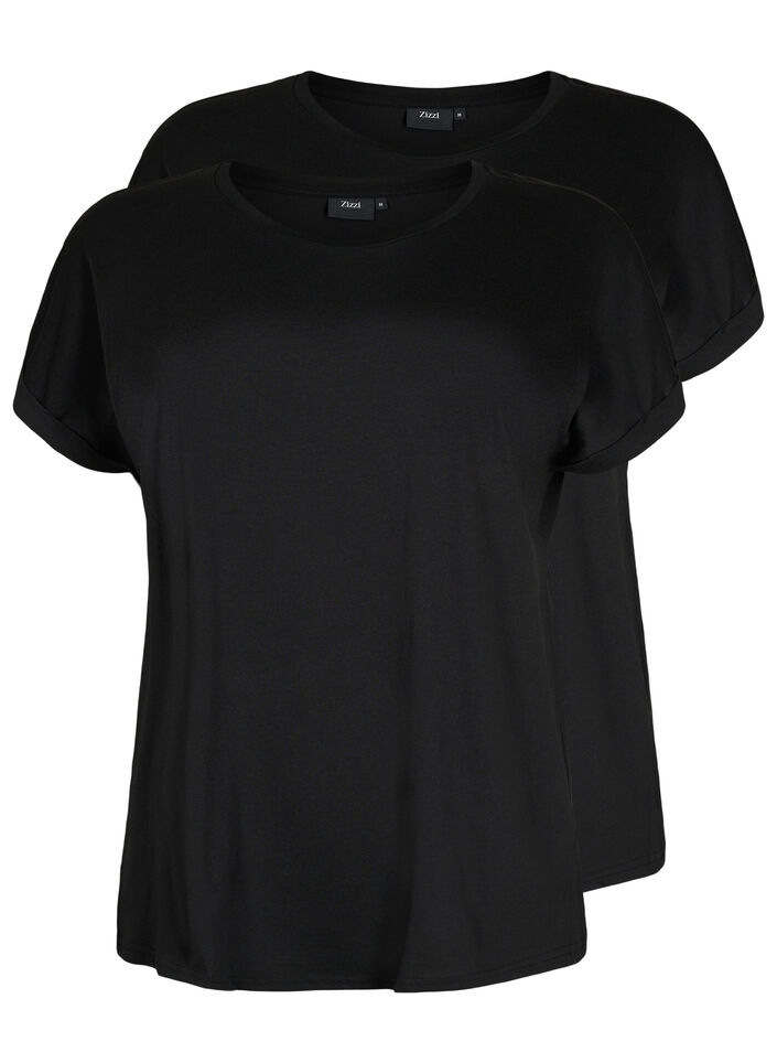2 packs de t-shirts &agrave; manches courtes, Noir, Packshot image number 0
