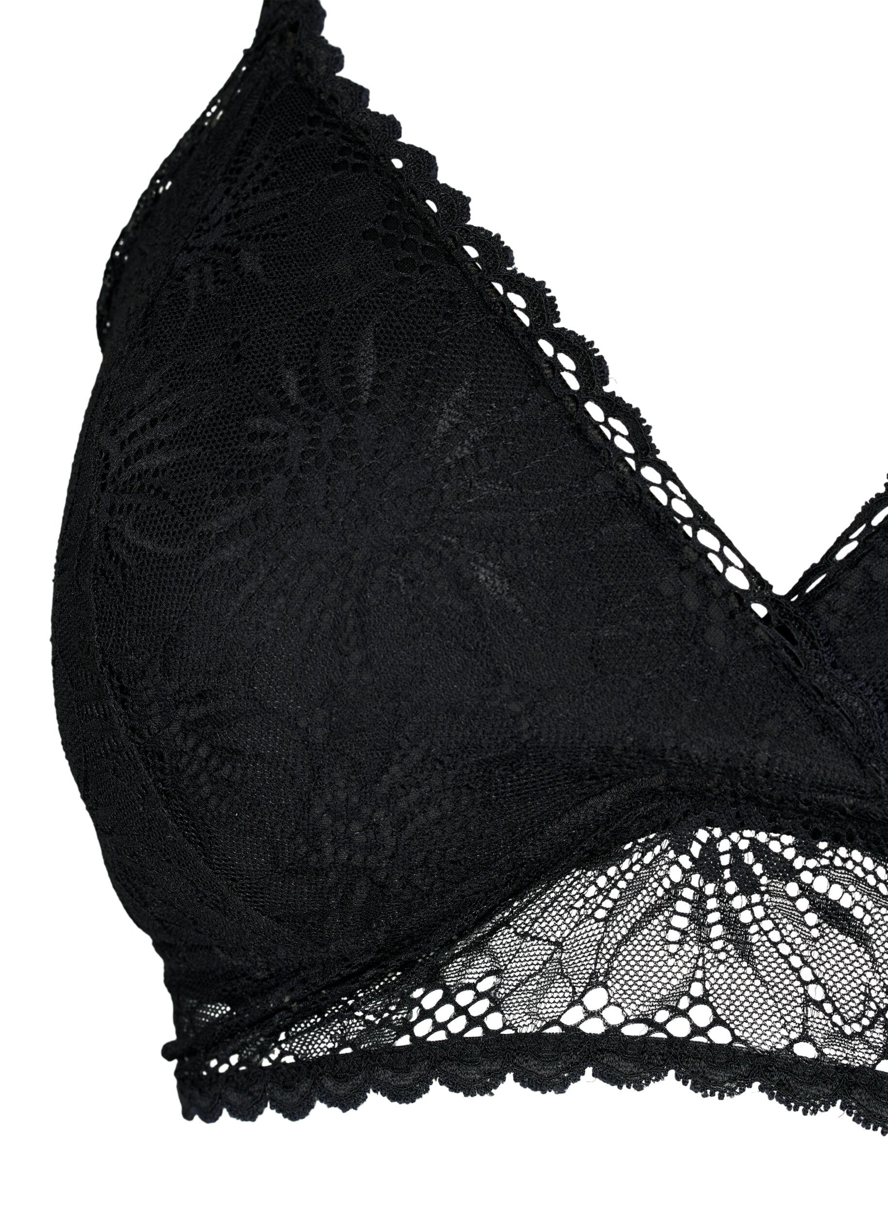 Zizzi Bralette en dentelle avec d&eacute;tail au dos, Black, Packshot image number 2