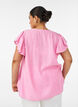 Blouse en viscose et lin avec manches &agrave; volants, Rose, Model image number 2
