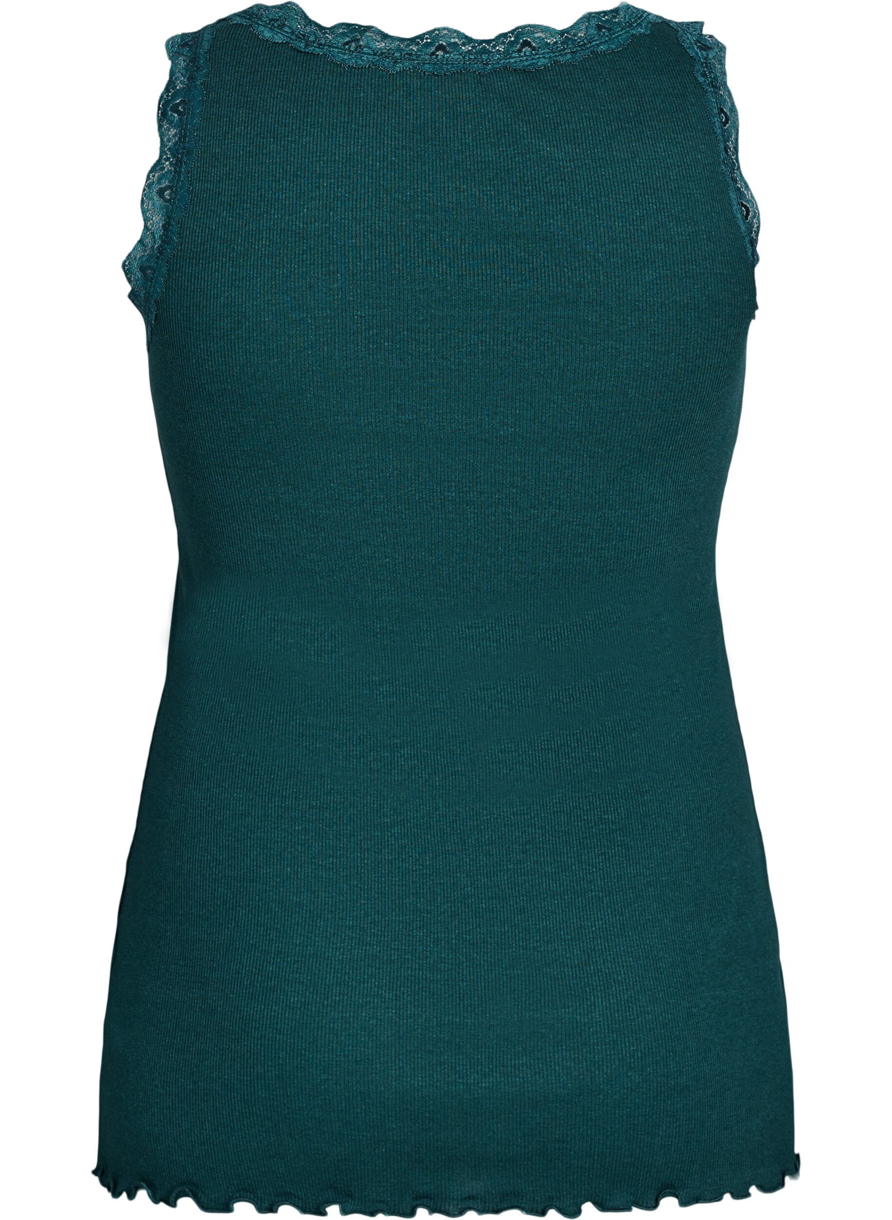 ZizziTop avec finitions en dentelle, Vert fonc&eacute;, Packshot image number 1