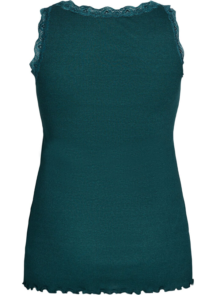 Top avec finitions en dentelle, Vert fonc&eacute;, Packshot image number 1