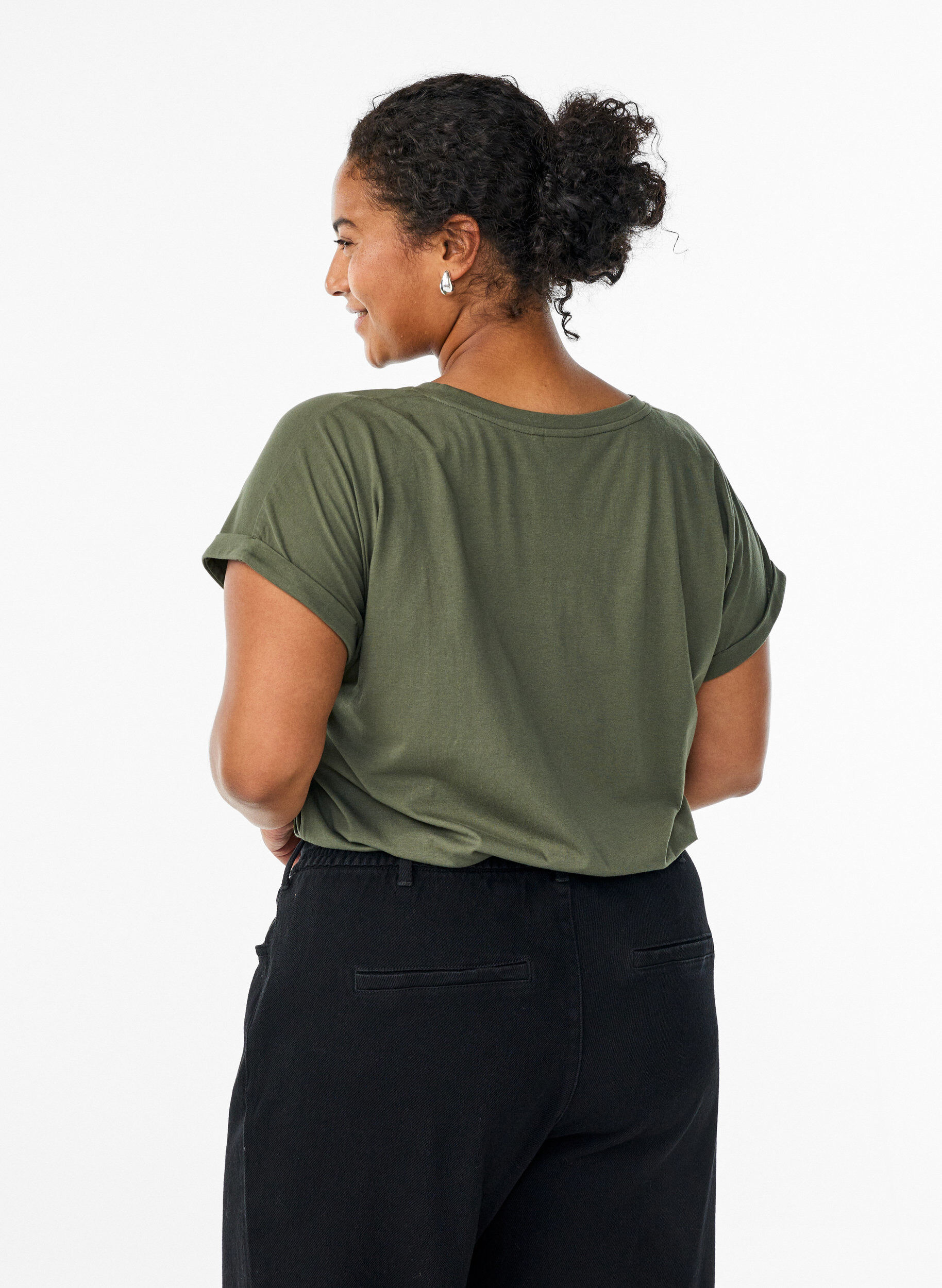 ZizziT-shirt &agrave; manches courtes en m&eacute;lange de coton, Vert, Model image number 2