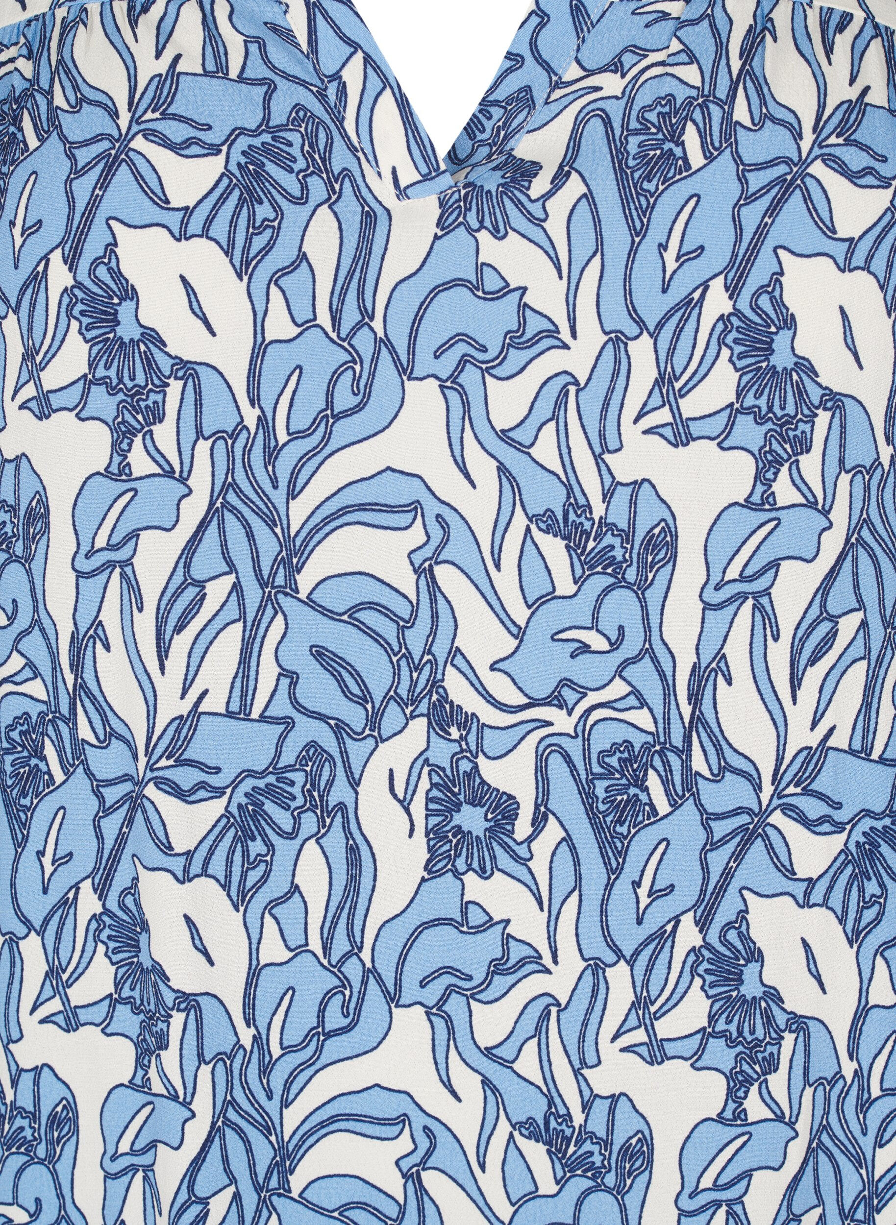 Zizzi Chemisier &agrave; manches longues avec imprim&eacute; floral et col en V, Vanille, Packshot image number 2