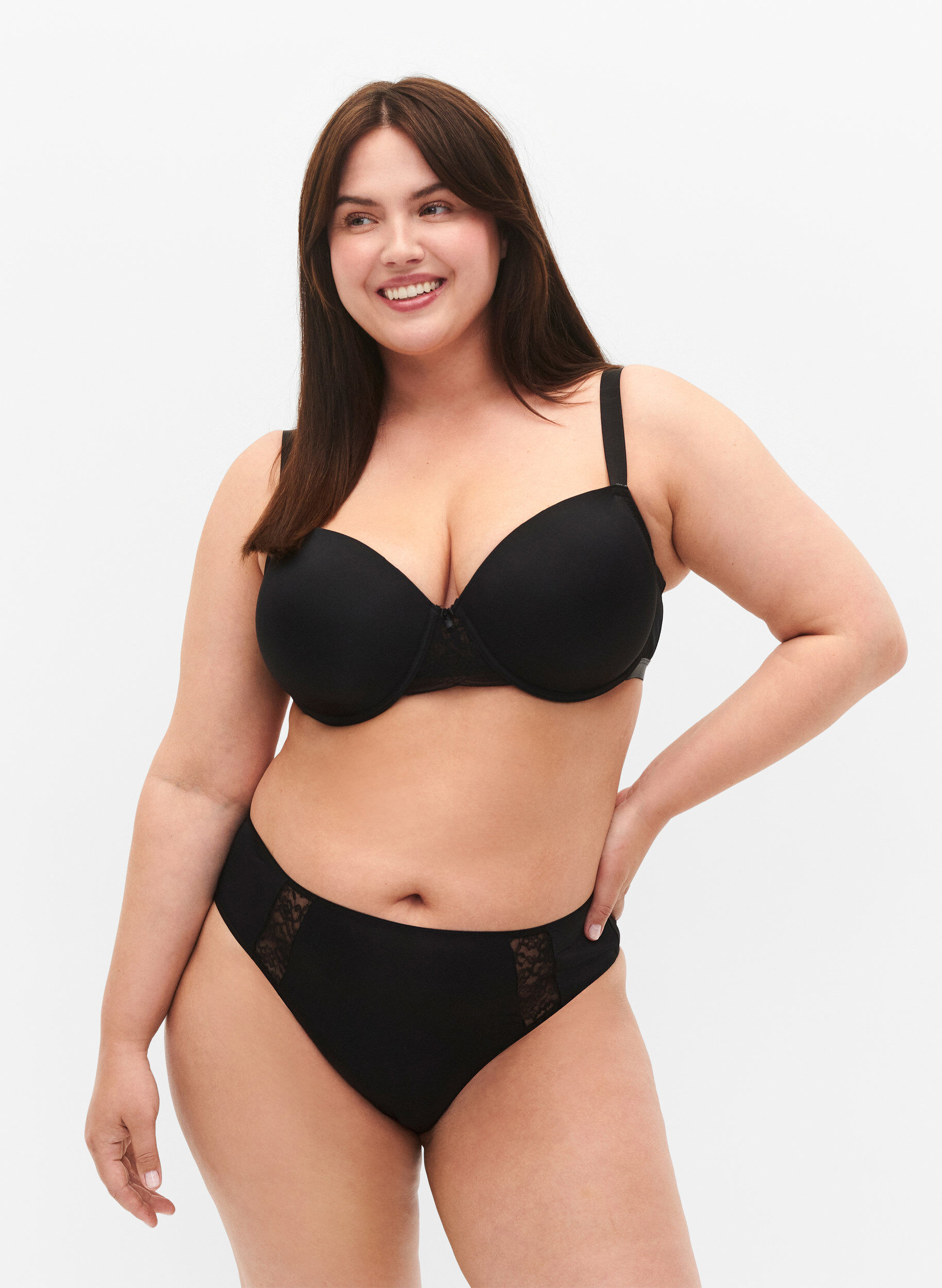 String en dentelle dans un pack de 3, Noir, Model