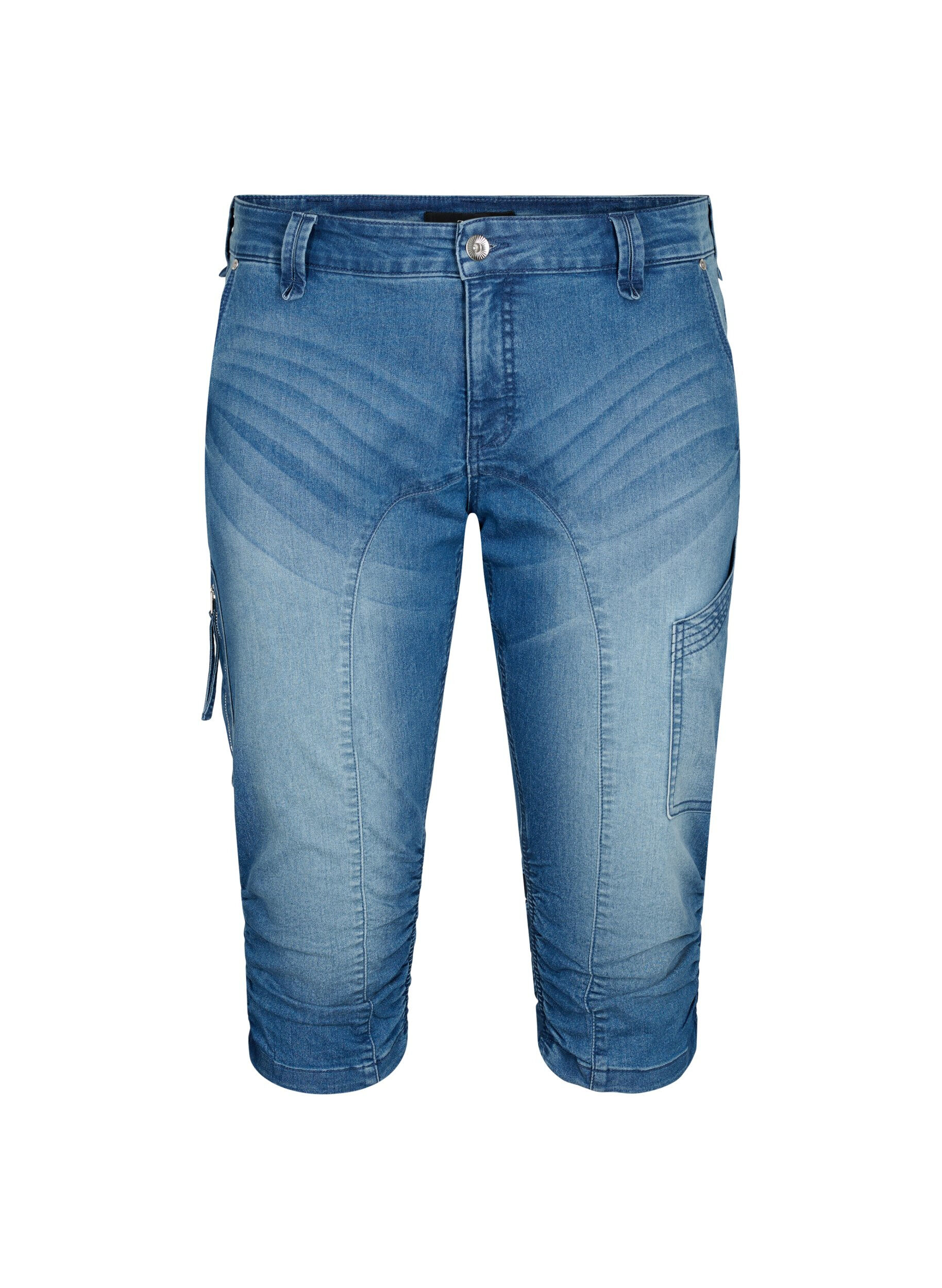 Zizzi Pantacourt jean slim avec poches, Bleu Clair, Packshot image number 0