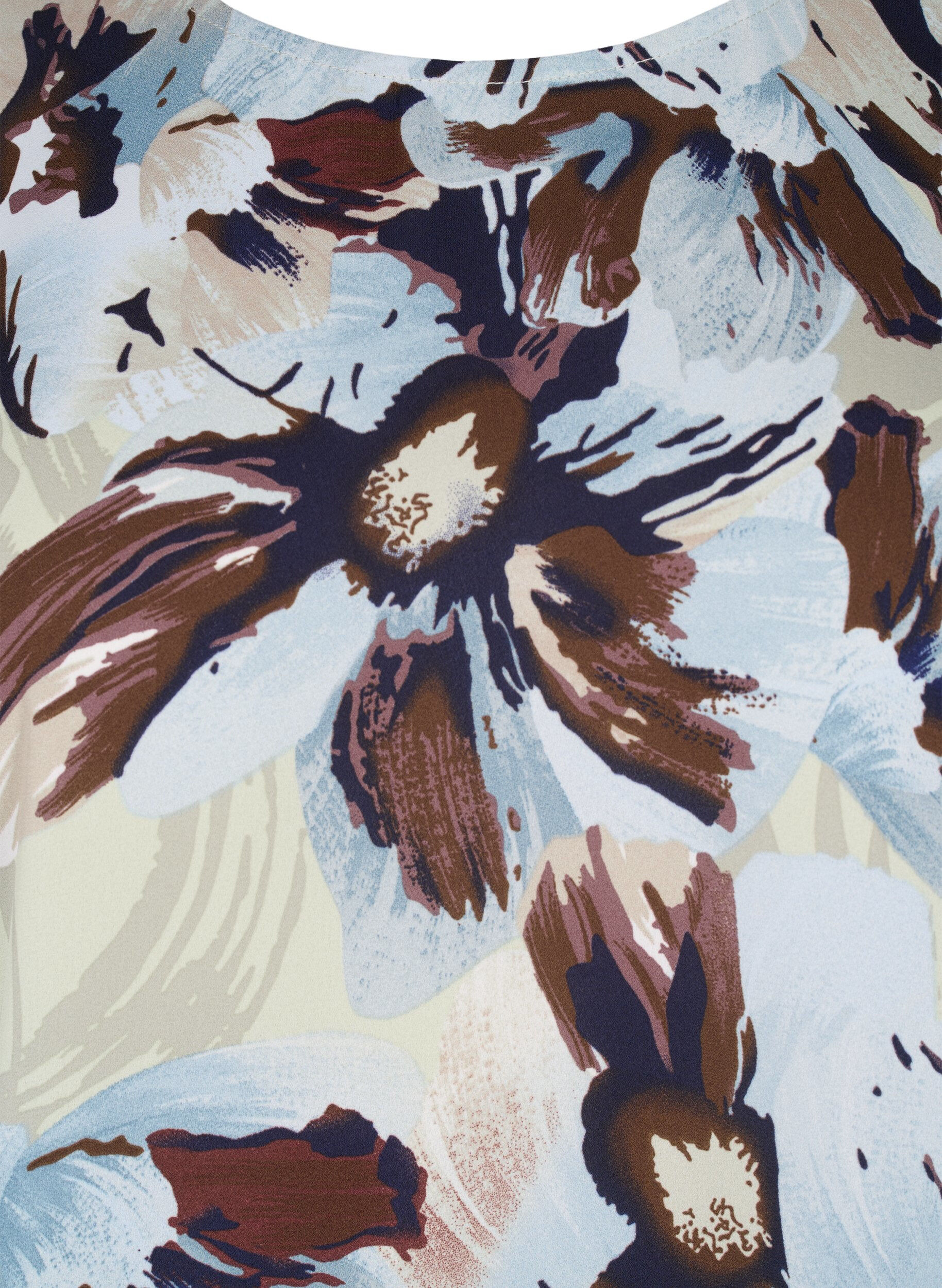 Zizzi Chemisier &agrave; manches longues, imprim&eacute; avec bouton, Grey Flower AOP, Packshot image number 2