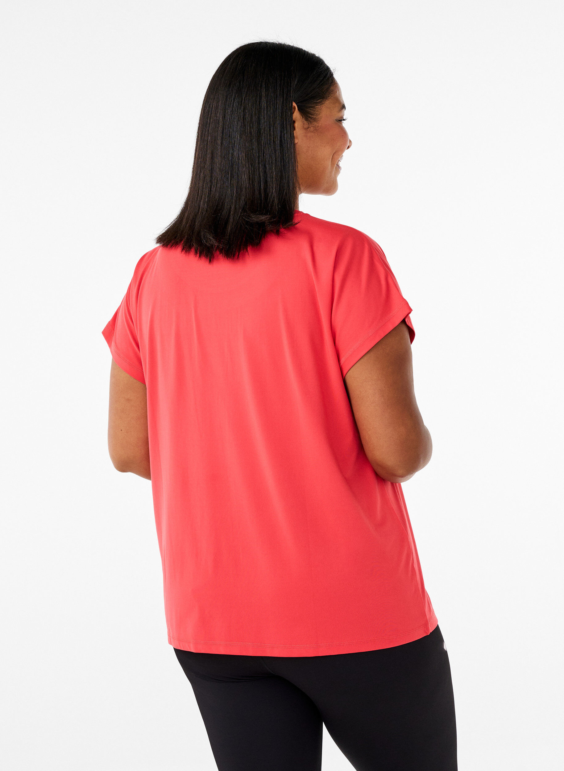 Zizzi T-shirt de sport uni, Rouge, Model image number 2