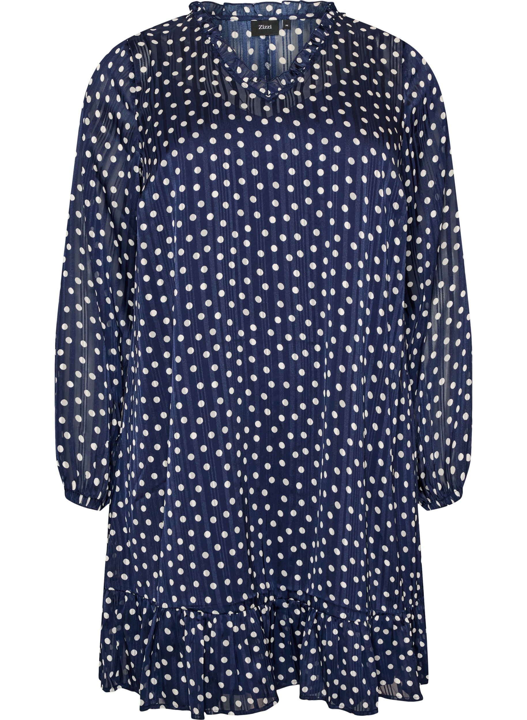 ZizziRobe &agrave; motifs avec volants et manches longues, Bleu, Packshot image number 0