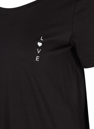 T-shirt en coton manches courtes, Black w. Love, Packshot image number 2