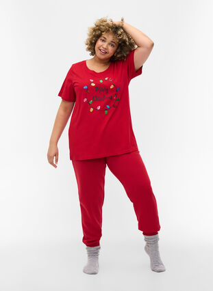T-shirt de Noël en coton, Tango Red Merry, Model image number 2