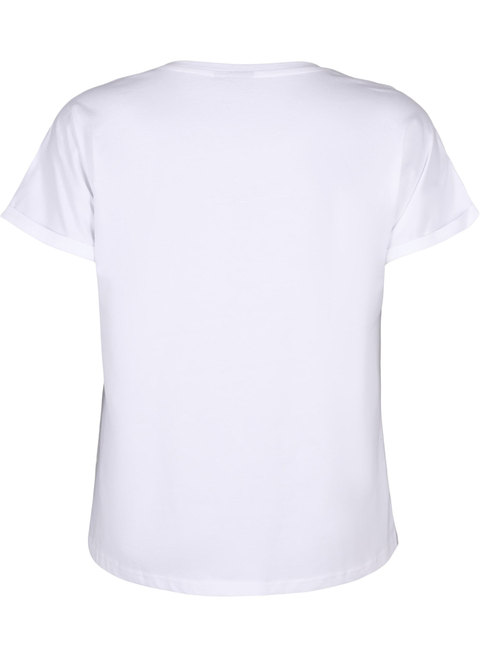 Zizzi T-shirt en coton biologique avec broderie anglaise, Bright White, Packshot image number 1