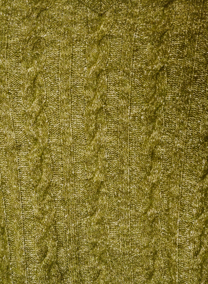 Blouse en maille torsad&eacute;e avec col en V, Vert, Packshot image number 2