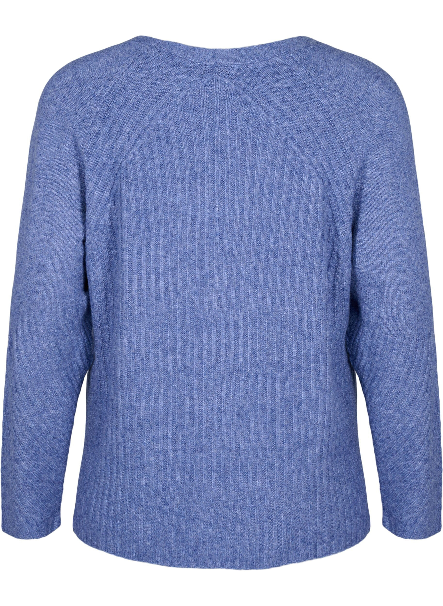 Zizzi Pull en tricot avec fente, Gray Blue Mel., Packshot image number 1
