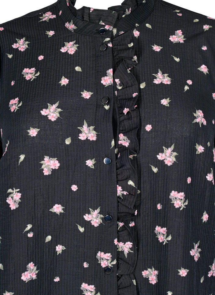 Tunique florale en lyocell, Noir, Packshot image number 2