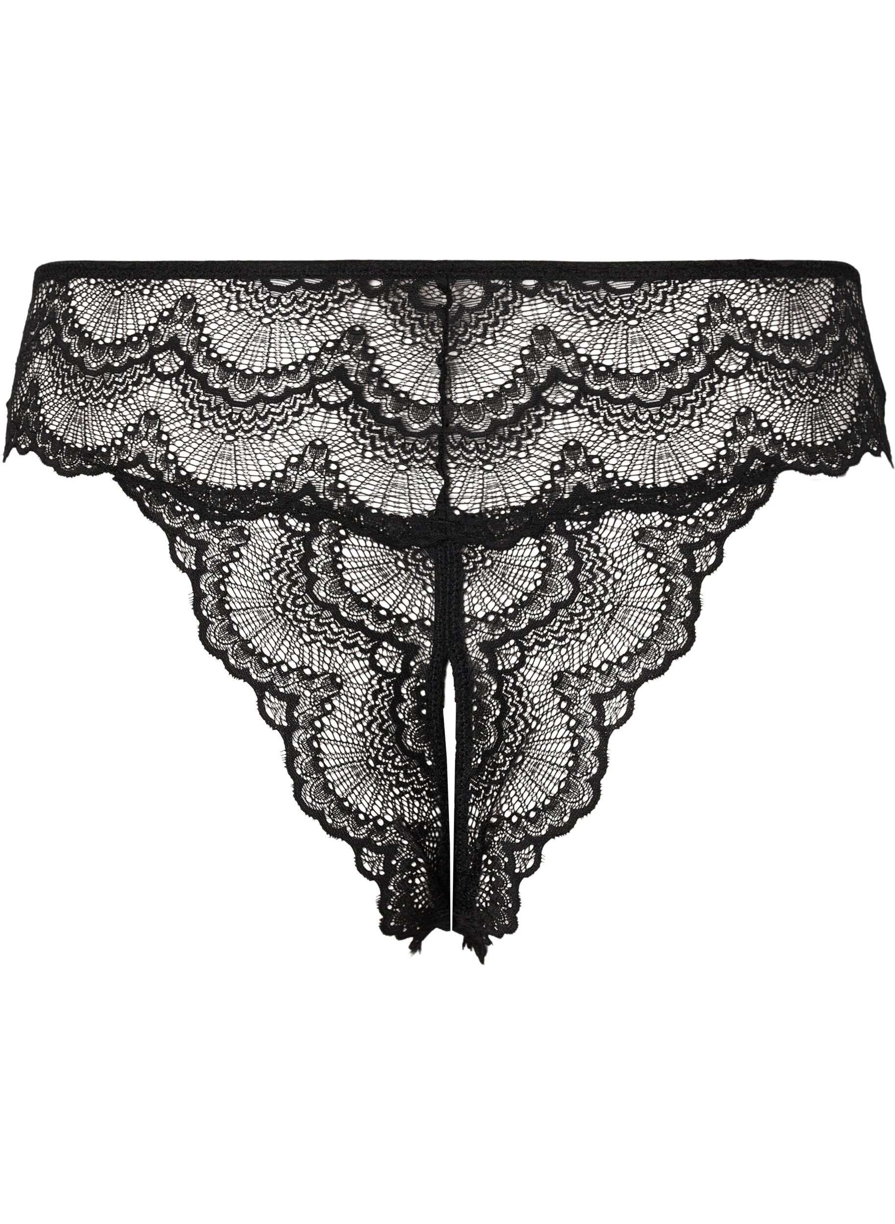 Zizzi String en dentelle sans fond, Black, Packshot image number 1
