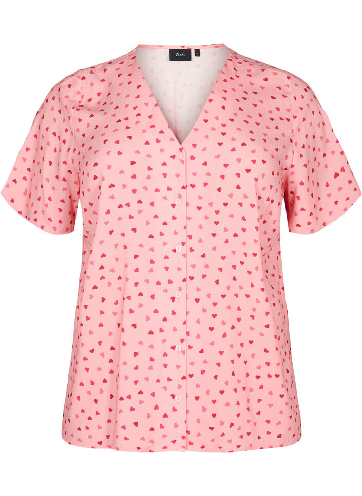 Blouse imprimée en viscose, Rose, Packshot image number 0