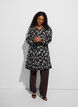 Robe &agrave; motifs avec volants et manches longues, Noir, Model image number 1