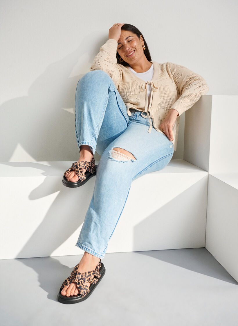 Large - Sandale avec détail nœud, Marron, Image image number 0