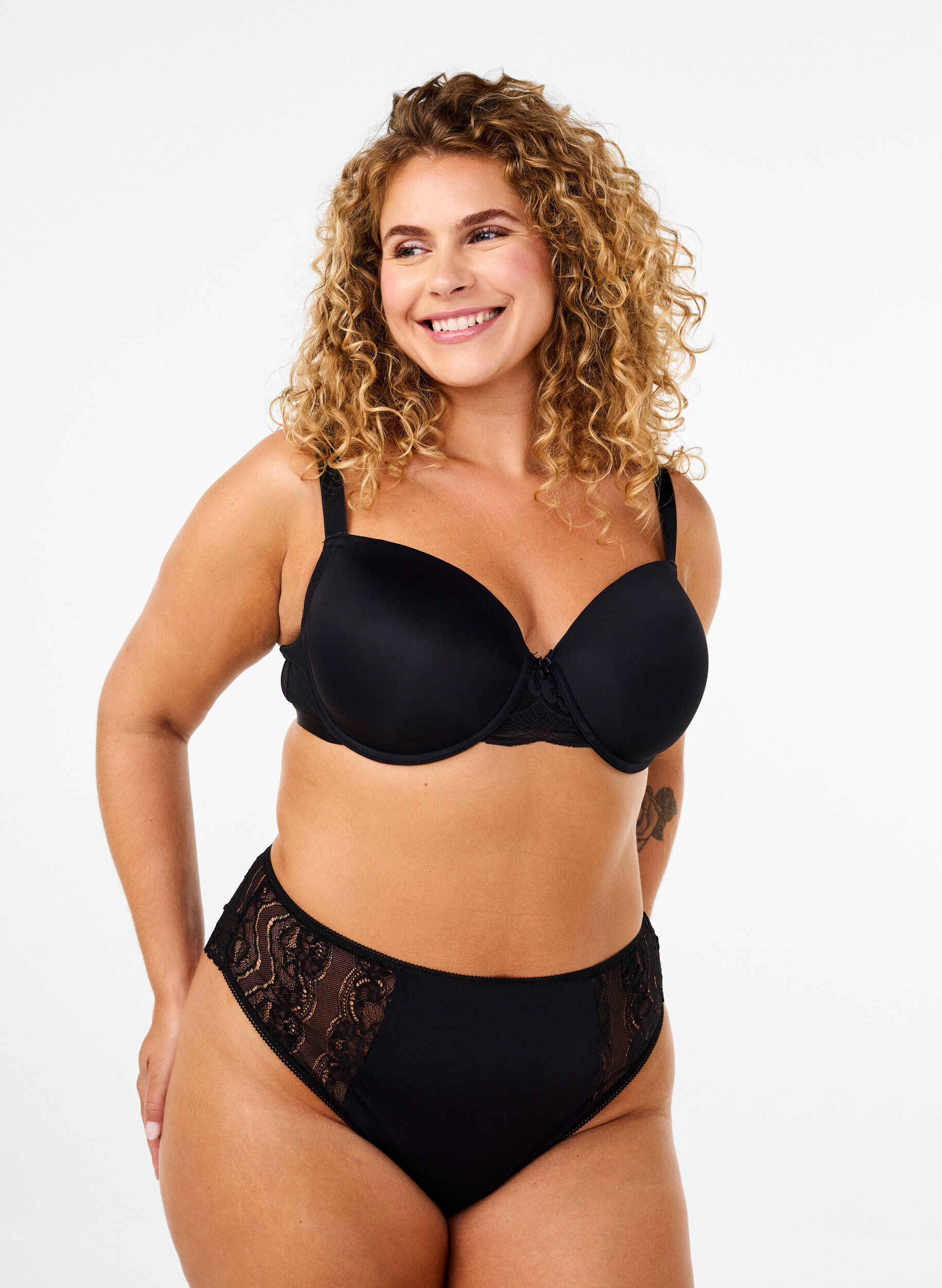 Zizzi Culotte br&eacute;silienne en dentelle microfibre, Black, Model image number 0