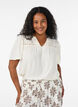 Blouse en viscose avec broderie anglaise, Beige, Model image number 0
